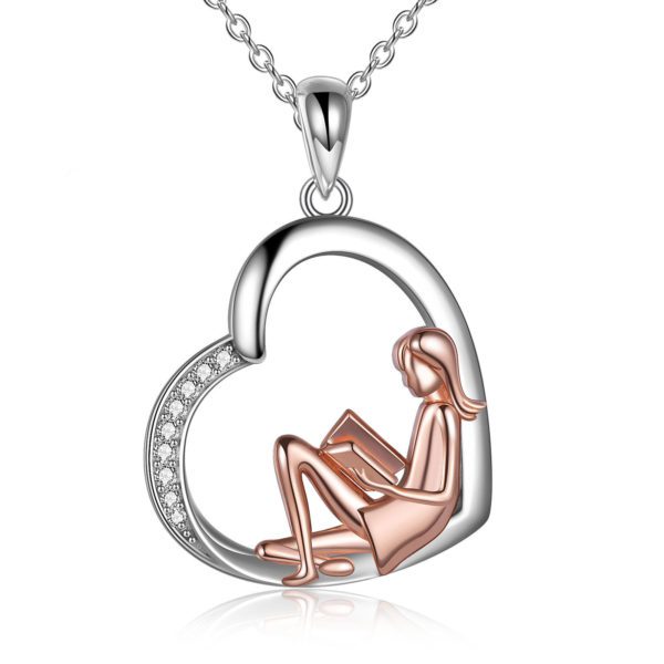 Girl Reading Book Necklace