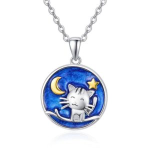 starry night cat necklace