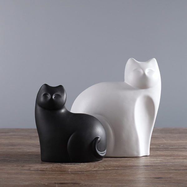 Porcelain Abstract Cat Figurines