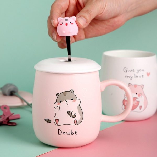 Hamster themed cup with spoon