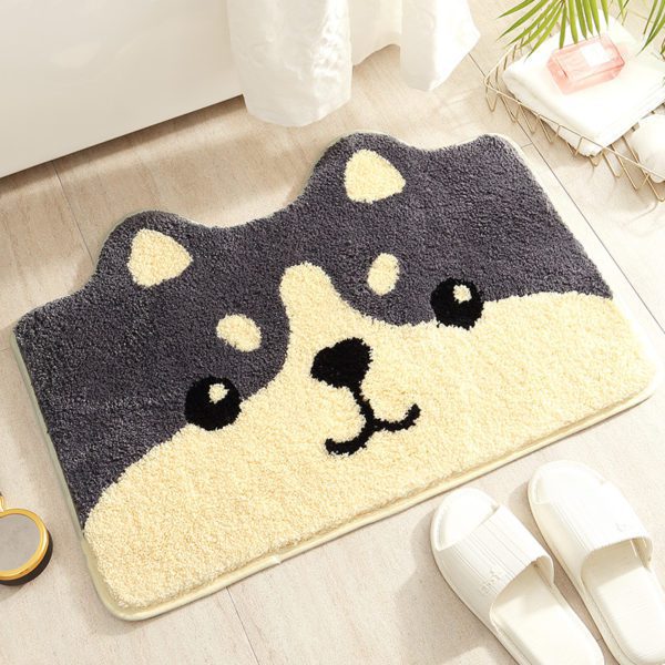 Plush Bathroom Mat with Cat Design