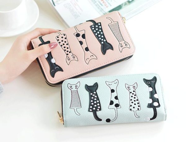 Womens Cute Cat Motif Wallet