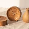 Teak Wood Desk Clock