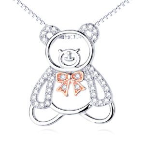 cute bear pendant silver necklace