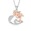 Playful Dolphins Silver Necklace for Women