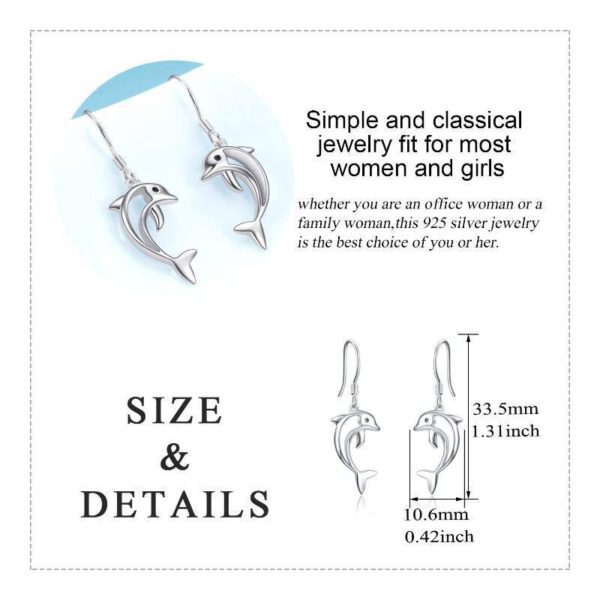 Sterling Silver Dolphin Earrings - Symbol of Resilience - Image 4