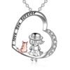 sterling silver cat and girl necklace