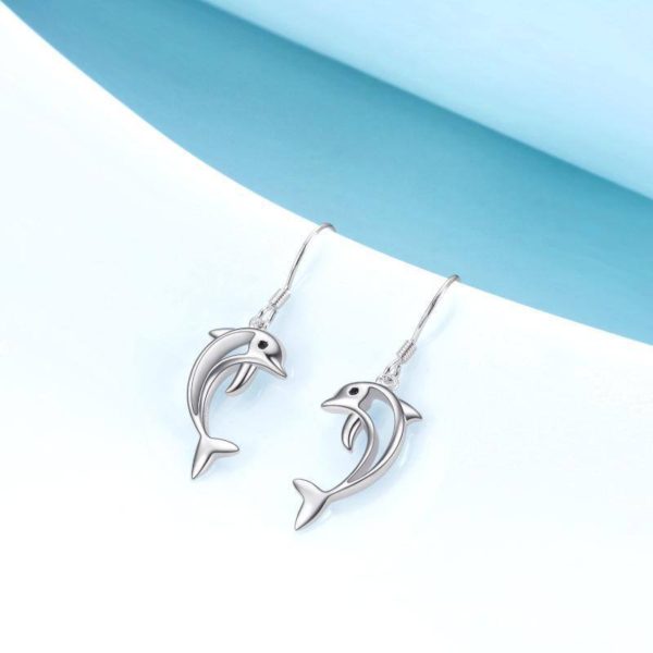 Sterling Silver Dolphin Earrings - Symbol of Resilience - Image 2