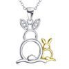 Silver Bunny Pendant Necklace for Women