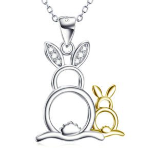 Silver Bunny Pendant Necklace for Women