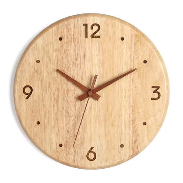 Rustic Wooden Wall Clock With Silent Operation