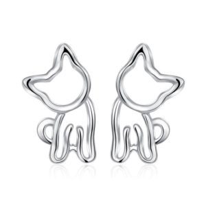 Sterling Silver Cat Stud Earrings