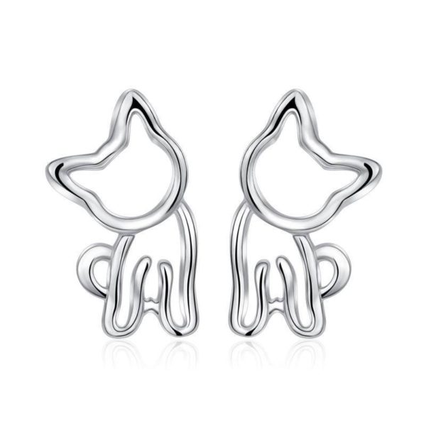 Sterling Silver Cat Stud Earrings