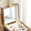 3 Tier Wooden Jewelry Box with Mirror