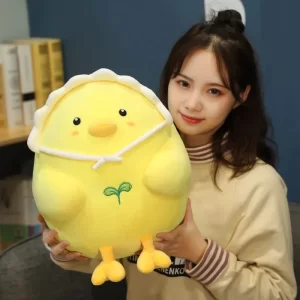 Bonnet Wearing Baby Chicken Plush yellow