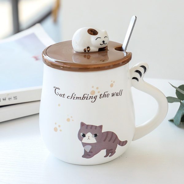 Large Porcelain Cat Mug for Cat Lovers