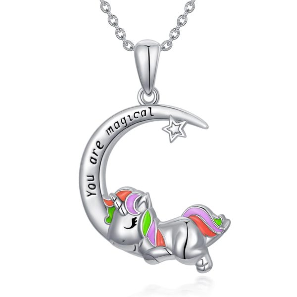 You Are Magic Unicorn On Moon Necklace