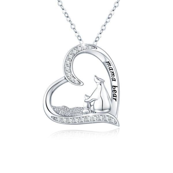 Silver Polar Bear Pendant Necklace for Women