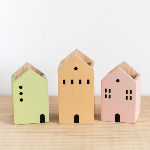 Whimsical Cat and House Shaped Desktop Organizers