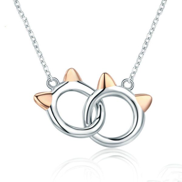 Feline Inspired Interlinked Rings Necklace