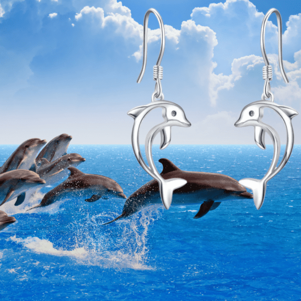 Sterling Silver Dolphin Earrings - Symbol of Resilience - Image 6