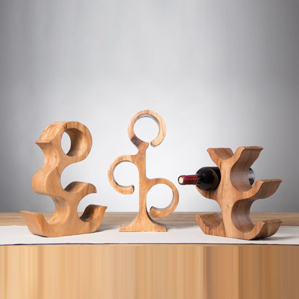 handcarved wooden wine racks