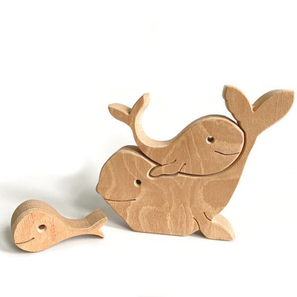 Wooden Whale Ornaments for Shelf