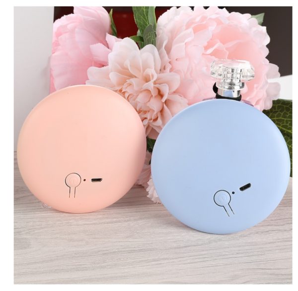 Round Portable Rechargeable Makeup Mirror