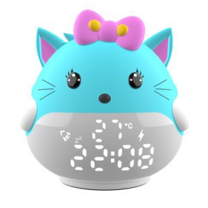 Blue Cat Shaped Alarm Clock With Nightlight