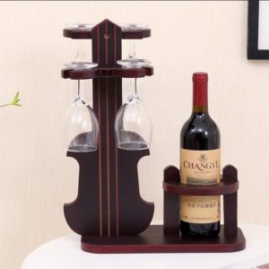 Vintage Decor Violin Wine Rack with Glass Racks