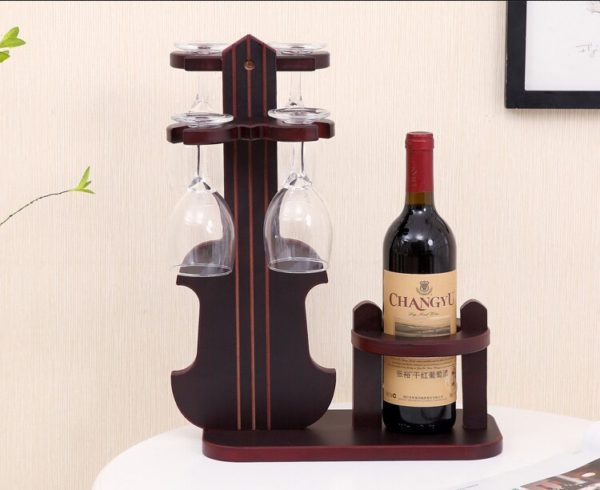 Vintage Decor Violin Wine Rack with Glass Racks