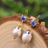 Pearl Butterfly Drop Earrings For Women