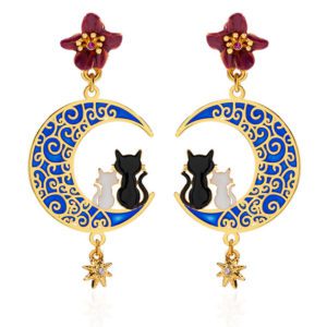 Stylish Starry Night Cat Earrings