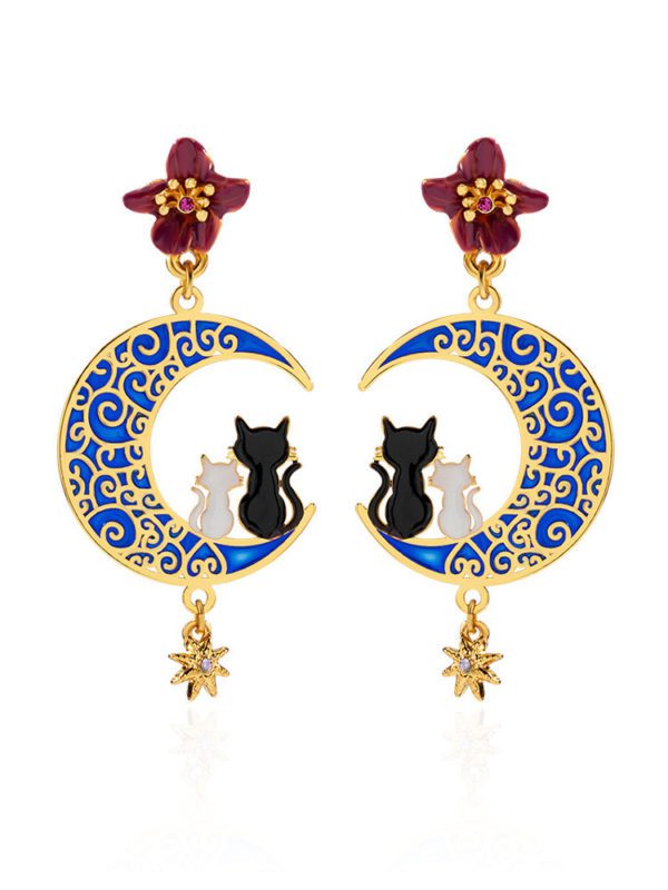 Stylish Starry Night Cat Earrings