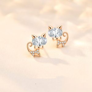 Silver Kitten Womens Earrings