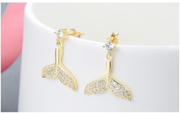 Dolphin Earrings with Zircon Studs