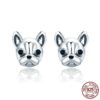 Radiant Silver French Bulldog Stud Earrings