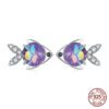 Radiant Rainbow Fish Silver Earrings