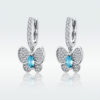 Silver Butterfly Earrings with Zircon Stones