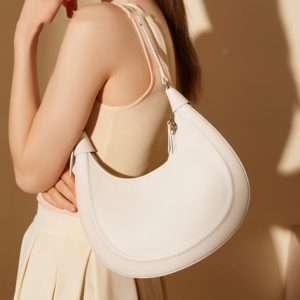 Exquisite Crescent Leather Cross Body Bag