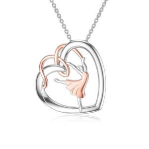 Elegant Ballet Dancer Heart Necklace