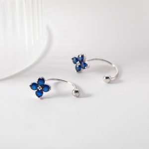 Blue Four Leaf Clover Stud Earrings