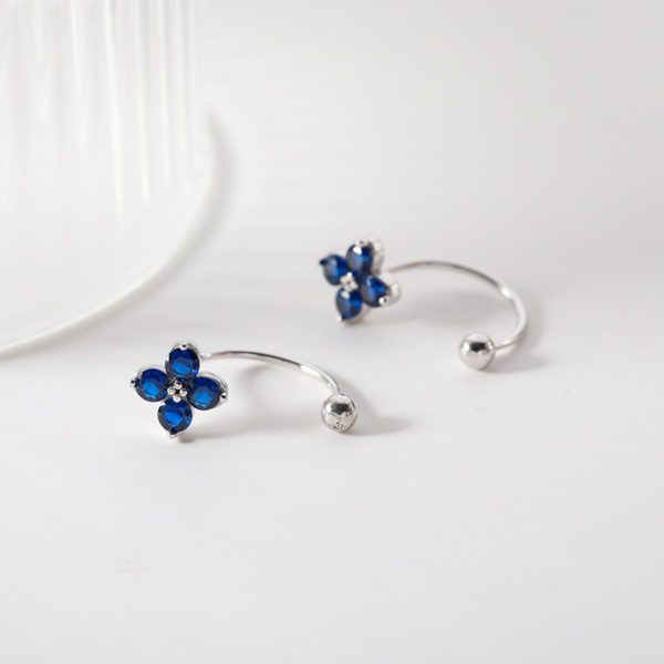 Blue Four Leaf Clover Stud Earrings