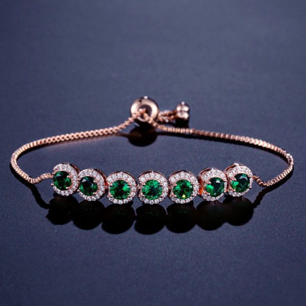 Exquisite Adjustable Emerald Zircon Bracelet