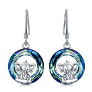 925 silver elephant earrings with crystals