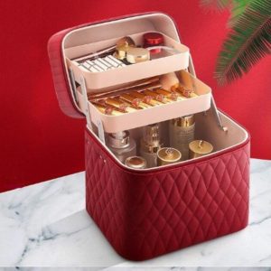 Two Tray Portable Cosmetics Box