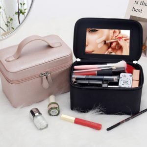Makeup Travel Case with Integrated Mirror