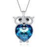 Womens Blue Owl Silver Necklace