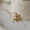 Womens Rabbit Pendant Necklace plated in 18K Gold