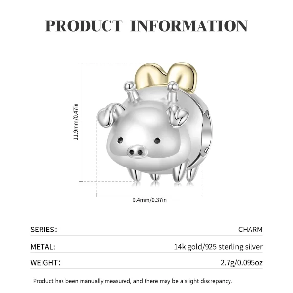 flying pig charm sizing